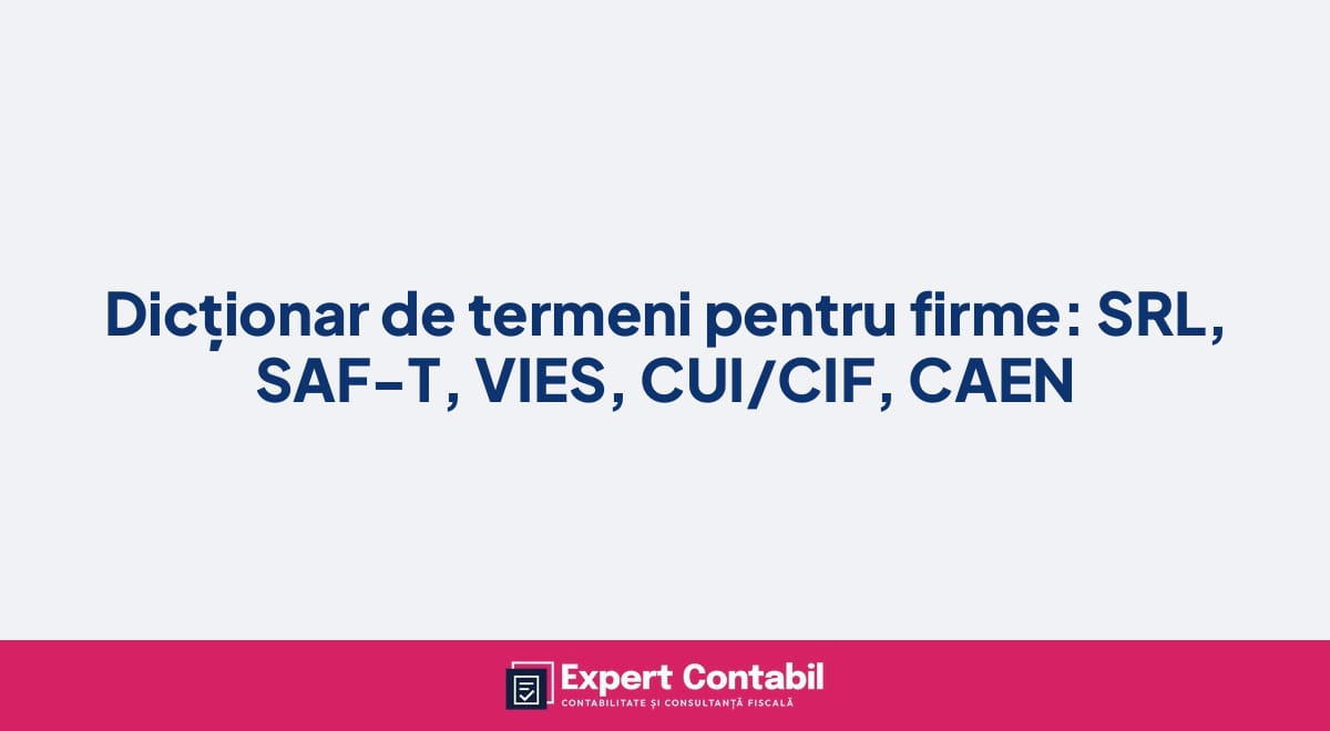 Dicționar de termeni pentru firme: SRL, SAF-T, VIES, CUI/CIF, CAEN