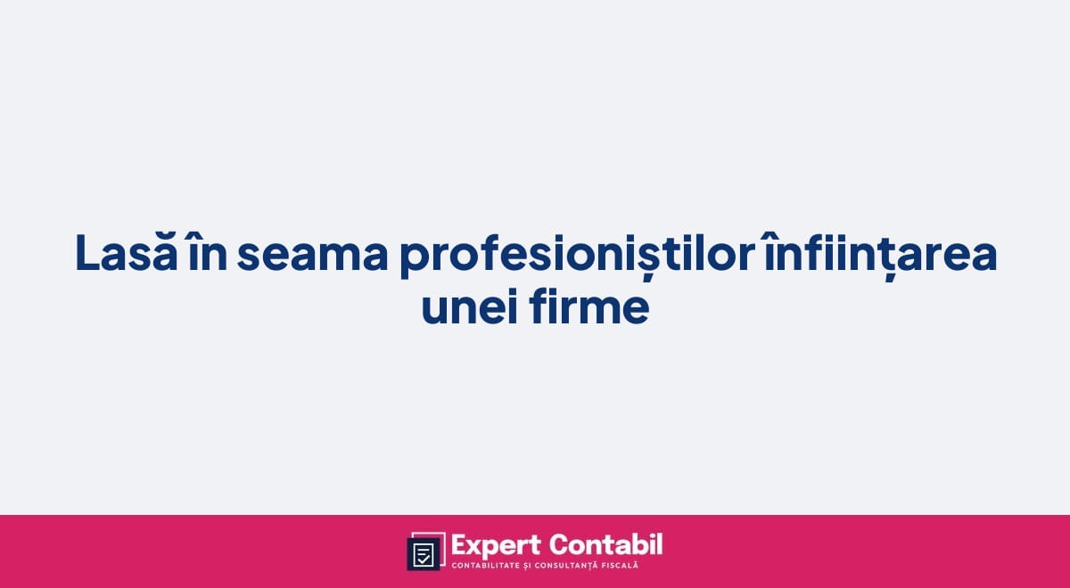 Lasă în seama profesioniștilor înființarea unei firme